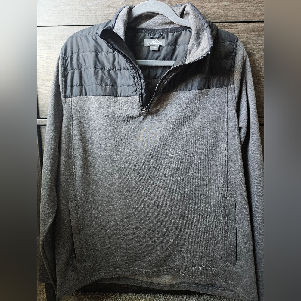 Eddie Bauer Mixed Media Zip Pullover (Large)